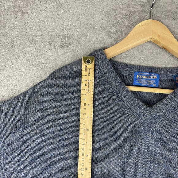 Pendleton Sweater Mens XL Blue Shetland Wool Pullover V Neck Knit Made in USA - Picture 8 of 12